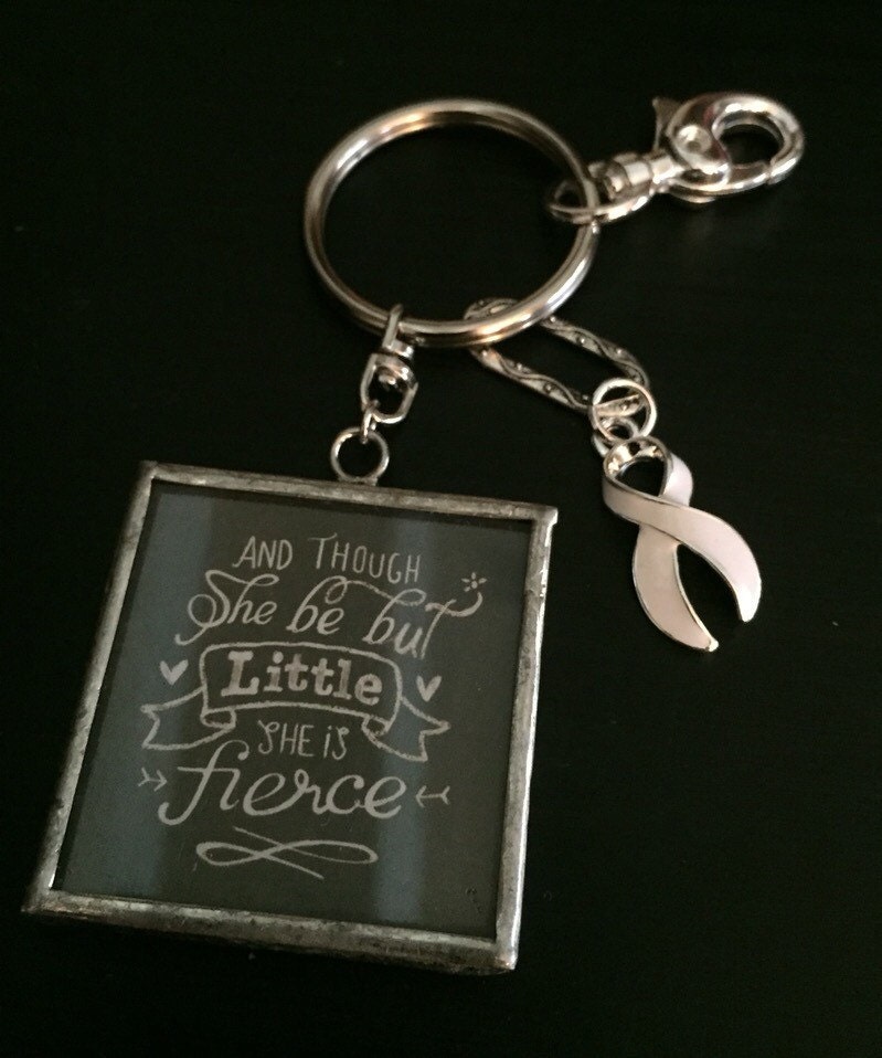 White Ribbon Keychain / Little but Fierce / Lung Cancer