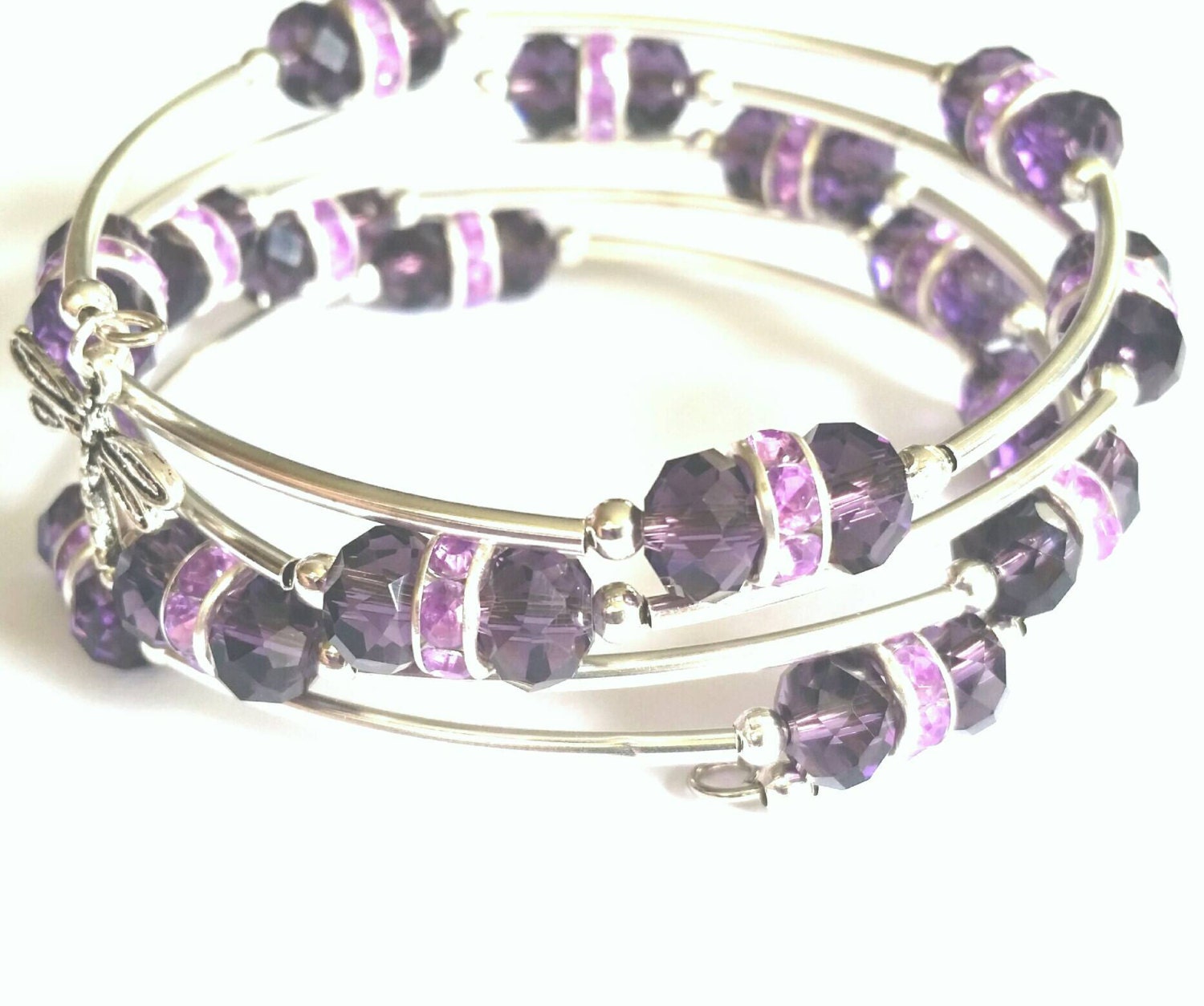 Purple Crystal Layered Bracelet by TreasuredDragonfly on Etsy