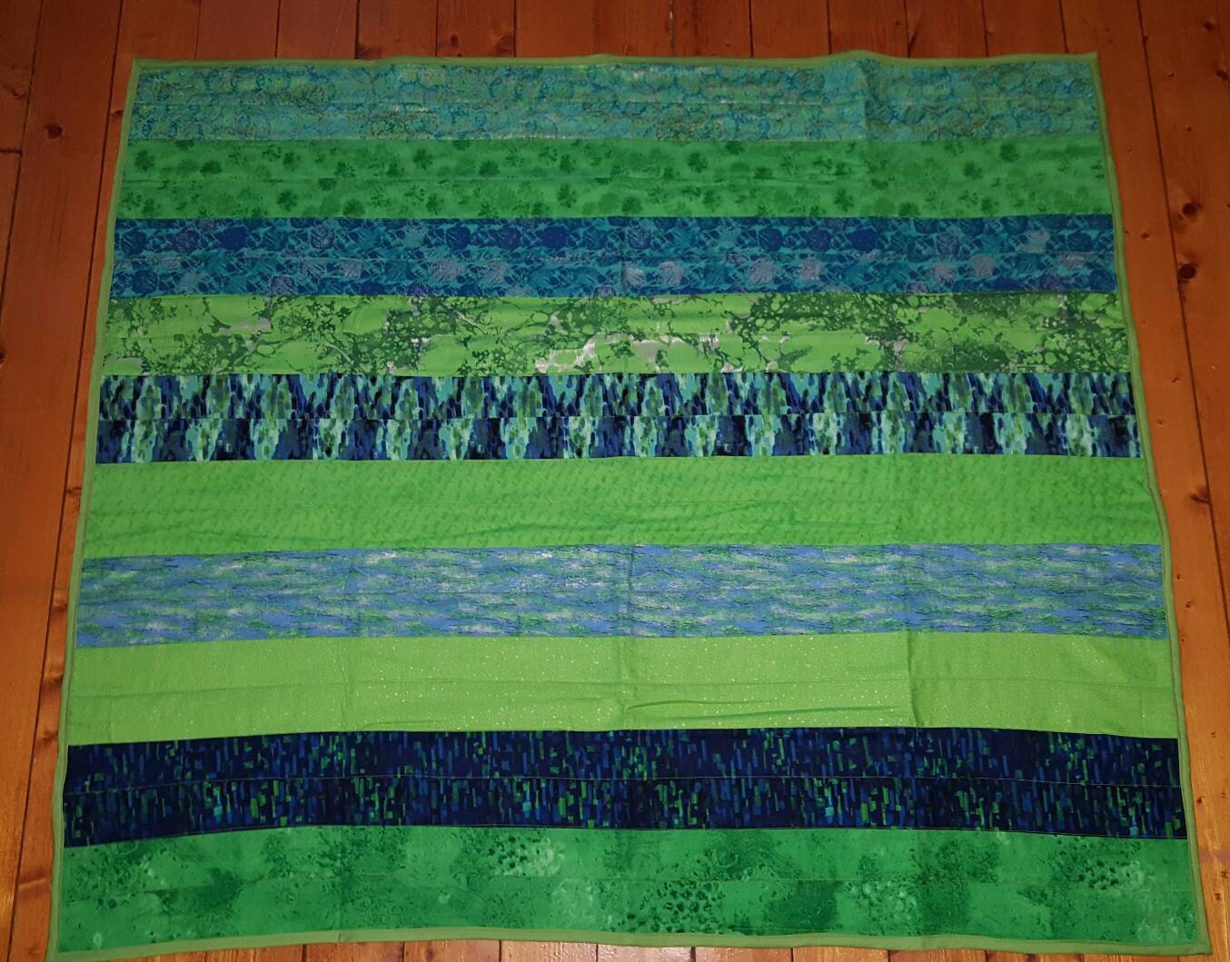 Green and Blue Striped Quilt LDT022