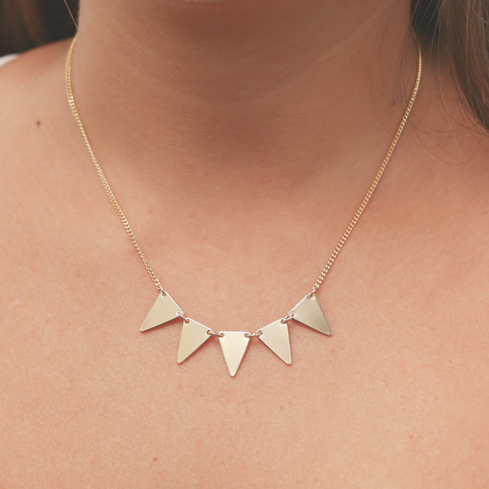 Gold Triangle Necklace Delicate Triangle Banner Necklace Tiny