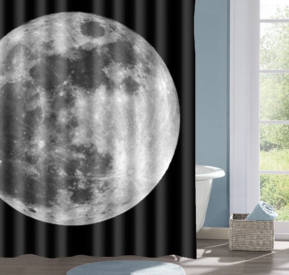 Full Moon Shower Curtain Moon Bath Curtain Super Moon