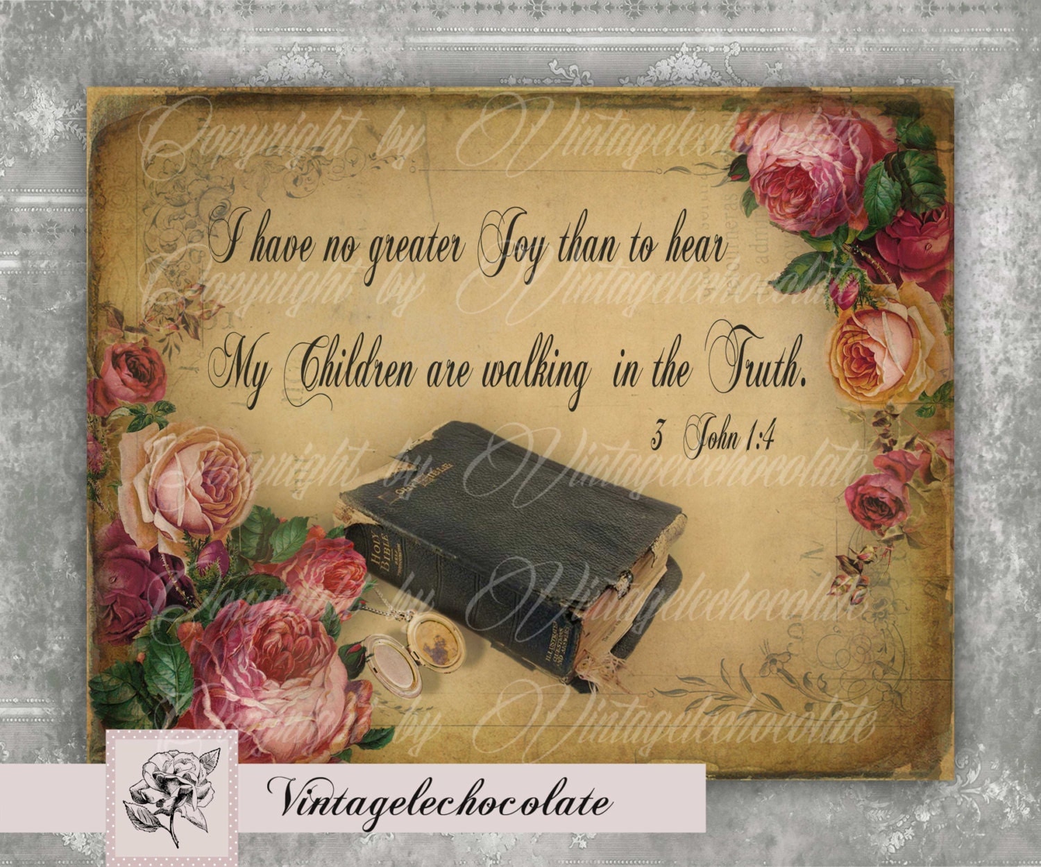 Digital Vintage Scripture Print Antique Old Bible Printable