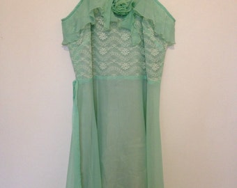 Promdress mint pastel lace vintage dress 1950