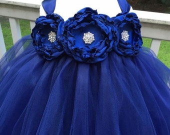 Navy Flower Girl Dress - Tulle Flower Girl Dress - Wedding Dress - Birthday Dress - Toddler Tutu Dress - My Precious Tutu