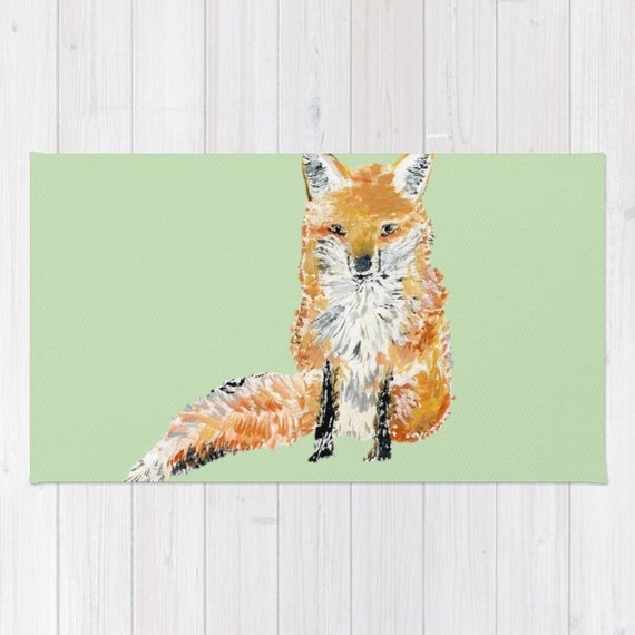 Fox area rug waldland teppich kinderzimmer teppich von lake1221
