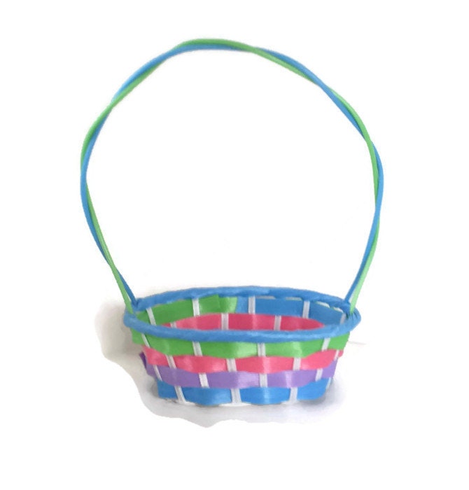 Vintage Easter Basket Plastic Easter Basket Blue Green Pink