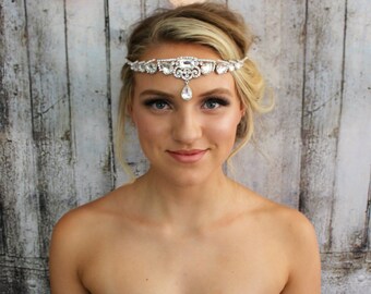 Bridal forehead band, forehead headband, forehead jewelry, forehead headpiece, crystal forehead band, crystal headpiece, bridal headband