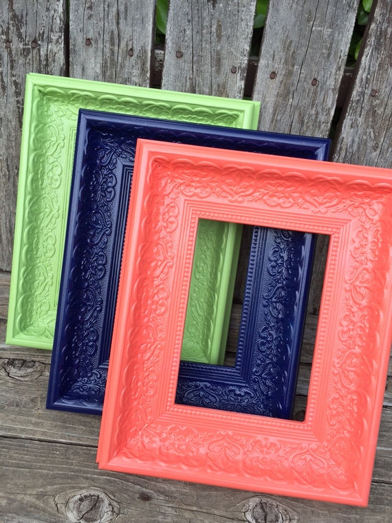 Coral Navy Green Picture Frames 8x10 Ornate by ThePaintedLdy