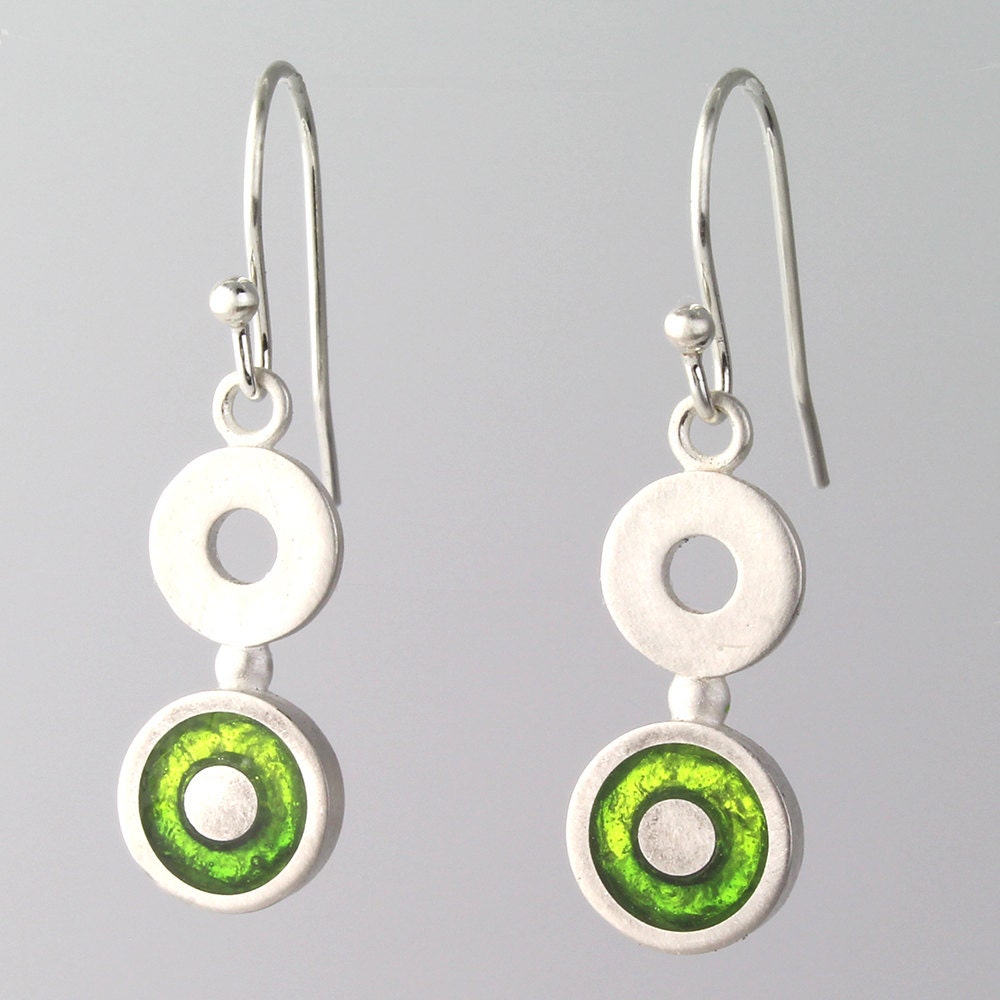 Green circle earrings Clearance