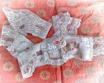Tattered lace belt headband shabby bow flapper headdress