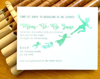 Peter Pan Neverland Baby Shower Invitation - Print Your Own - Front & Back - Digital File