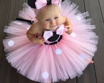 Classic Minnie Mouse Inspired Tutu Dress, Minnie Mouse Costume, Minnie Mouse Birthday Outfit, Pink Minnie Mouse, Pink Minnie Mouse