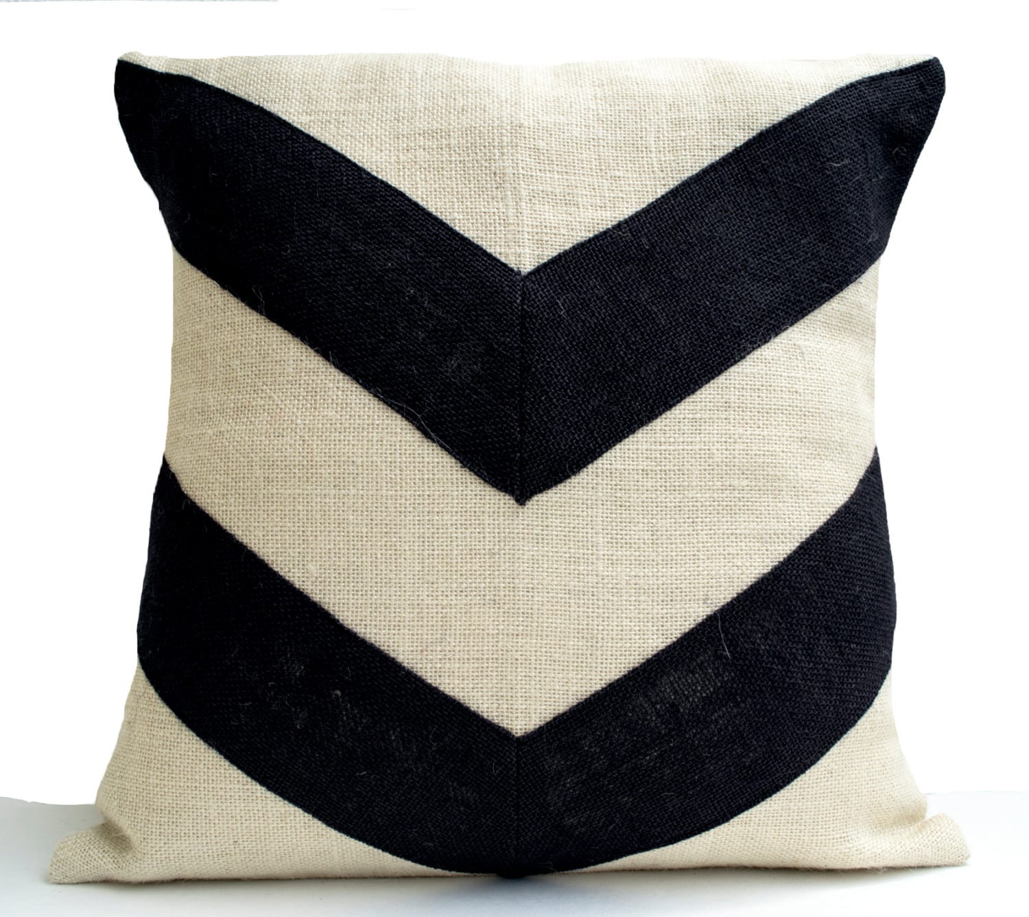 Burlap Pillow Cream Black Pillow Cover Applique Pillow Bold