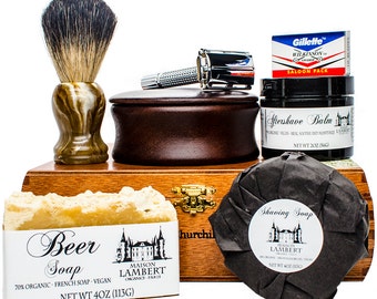 Ultimate Shaving Kit - Shaving Set - badger shaving brush - mens christmas gifts - wood shaving bowl - mens gifts - gifts for dad - gifts