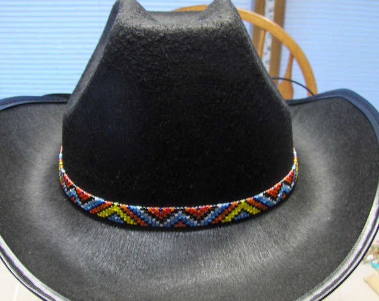 Beaded Hat Band With Leather Ends And Silver by TheBeadedDiamond