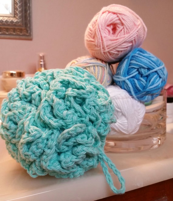 Cotton Bath Pouf by ByHookAndByHand on Etsy