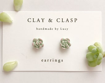 Succulent Earrings - beautiful handmade polymer clay jewellery by Clay & Clasp