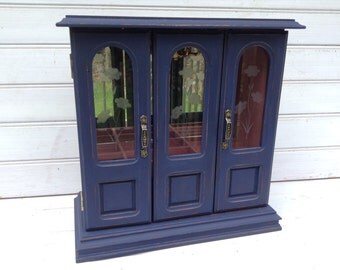 Jewelry Box Music Box // Navy Blue Shabby Chic // Large Jewelry Storage // Bedroom // Upcycled (C057.1)