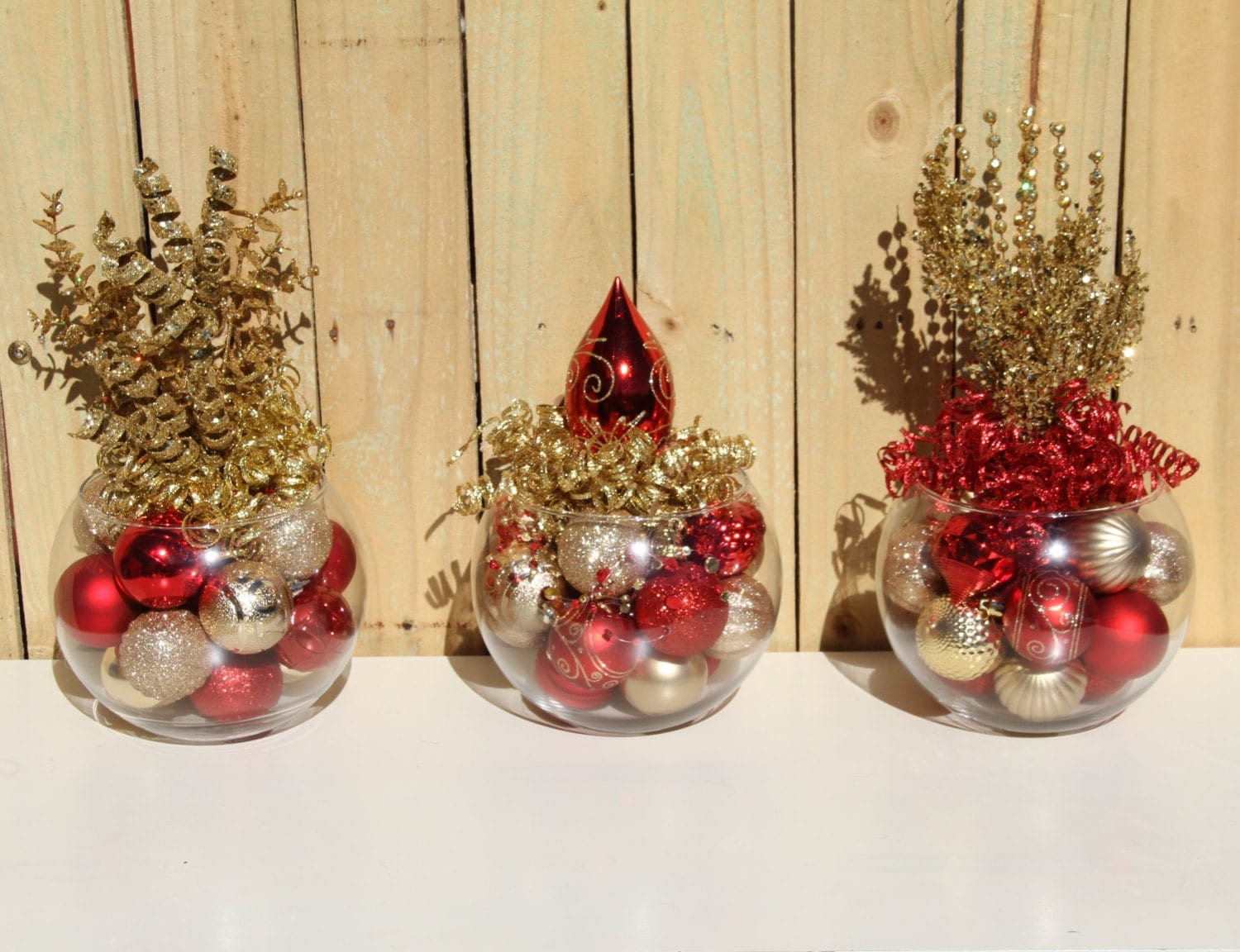 Christmas Centerpiece Red and Gold Holiday by GlitterGlassAndSass