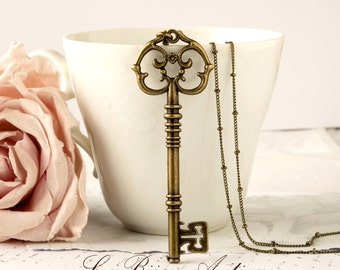 Skeleton Key necklace Antique Key necklace Bronze vintage Antique style Key christmas gift for her Key necklace antique bronze