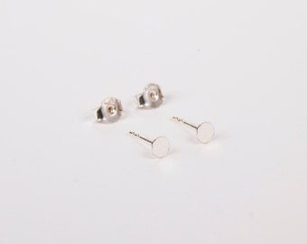 Minimal Studs 4mm Disc Earstuds Silver 925 Silver Studs Earrings Circle