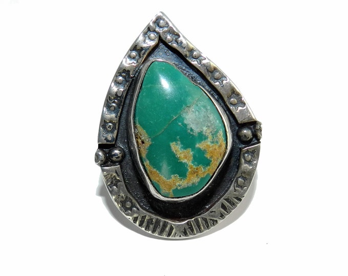 Navajo Nevada Turquoise Ring, Old Pawn Ring, 9.5, Vintage Green Turquoise Ring, Native American Jewelry Jewellery, Southwestern