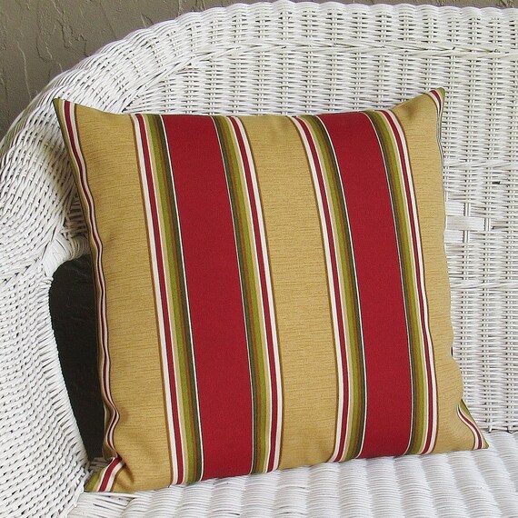 Stripe Outdoor Pillow Cover Decorative Throw Accent Burgundy