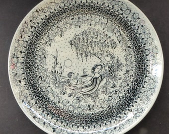SUMMER: Large 1970s BJORN WIINBLAD Seasons Wall Plate for Nymolle. 10 1/2 inches