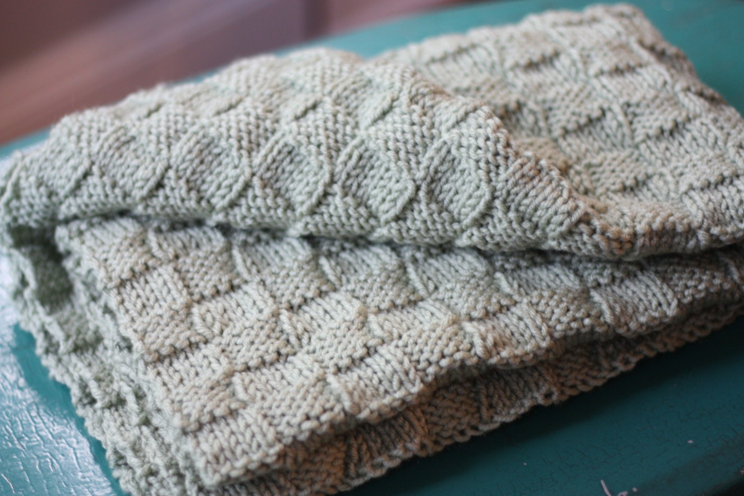 Green Baby Blanket Green Baby Afghan Basketweave Crib