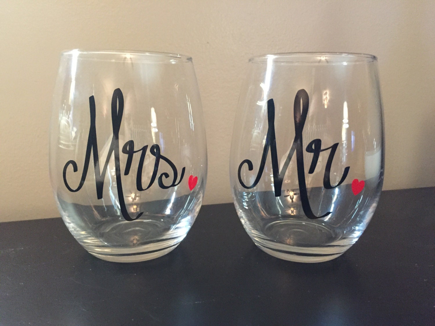 Mr And Mrs Wine Glass Set Stemless Wine Wedding T