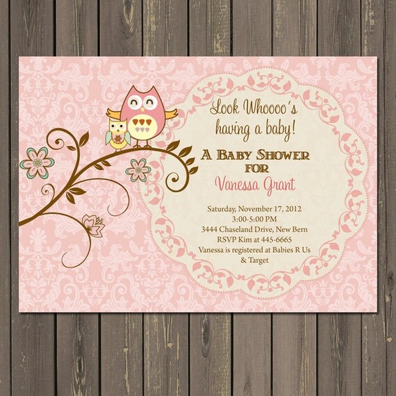 Owl Baby Shower Invitation, Shabby Chic Owl Baby Shower Invite, Doily, Rustic Owl Invitation, Gender Neutral, Printable or Printed Il_570xn