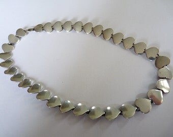 Hans Hansen Denmark iconic hearts mid century modern,modernist vintage 1950s sterling silver Danish designer necklace
