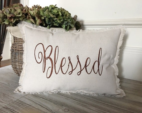 BLESSED Pillow Farmhouse Pillow Rustic Pillow Decorative BLESSED Pillow Farmhouse Pillow Rustic Pillow Decorative