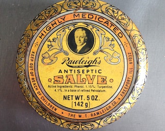 Vintage Art Nouveau Salve Yellow, Orange, & Black Tin