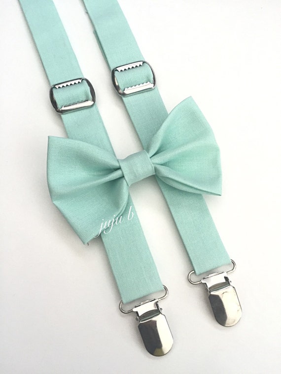 Mint Suspender and Bow Tie Set seafoam Suspender Mint