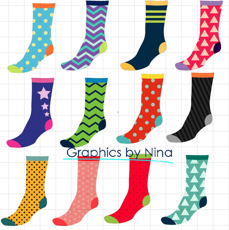 INSTANT DOWLOAD Crazy Socks Clipart Scrapbook for Personal