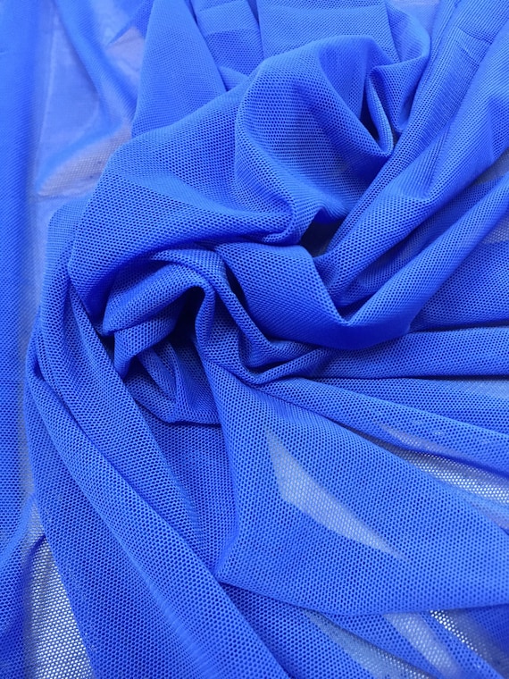 Royal Stretch Power Mesh Fabric By the Yard Royal blue power