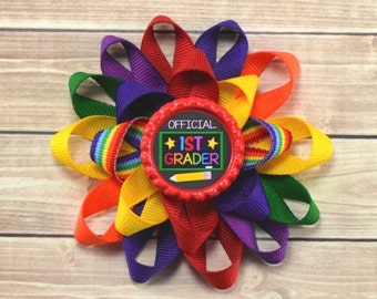 School Hair Bow, 1st Grade Bow, First Grade Hair Bow, Back to School Hair Bow, Kindergarten Hair Bow, Customized Hair Bow, Personalized Bow