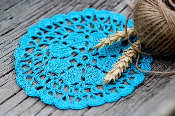 wedding gifts small crochet ON doily doilies SALE Snowflakes crochet TURQUOISE small coasters