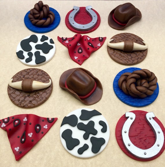 Fondant Cowboy Cupcake Toppers Cowboy Birthday Western