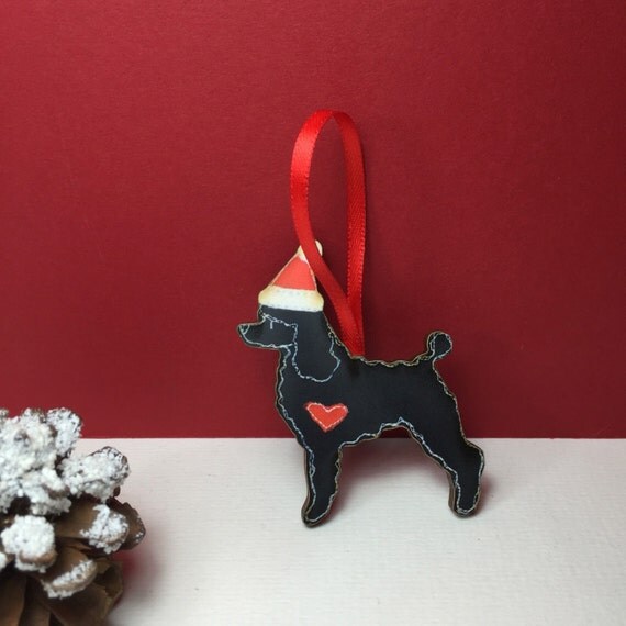 Black standard poodle christmas decoration poodle ornament