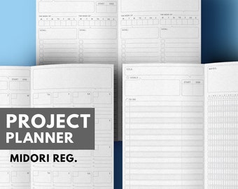 Project Planner Midori insert Printable, Goal Planner Midori Insert, Monthly Planner Midori Refill, Midori Traveler's notebook insert