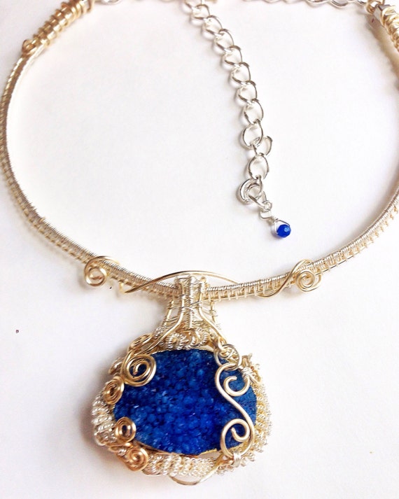 Items similar to Midnight Druzy Wire Weave Choker on Etsy