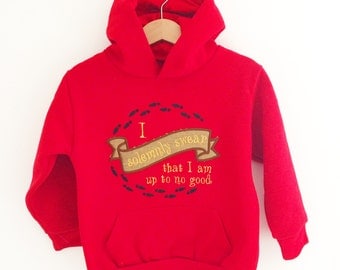 Harry Potter I solemnly swear that I am up to no good on front Mischief Managed on the reverse hoodie