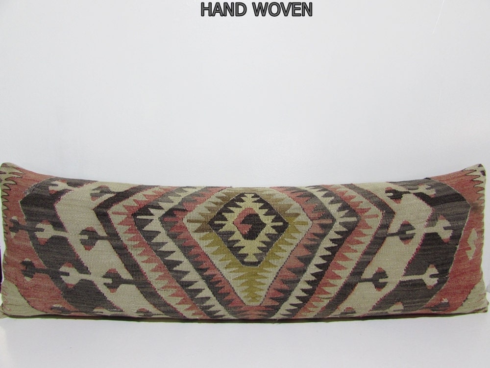 16x48 tribe lumbar pillow sham crochet kilim cushion cover