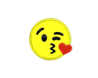 Buy3Get1 FREE - Machine Embroidery Heart Kiss Emoji Applique - INSTANT DOWNLOAD
