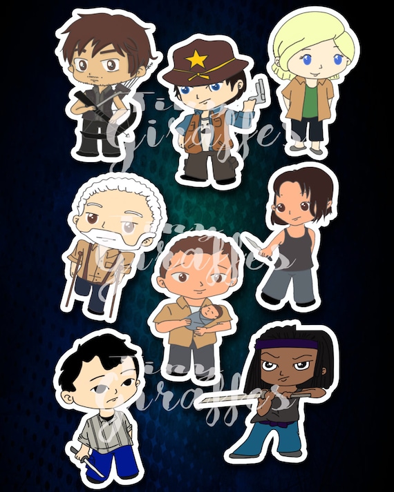 Items similar to Walking Dead- Sticker Set of 8 stickers on Etsy