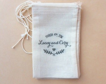 Custom Designed Stamped Muslin Bags -set of 100