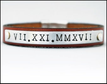 Personalized Leather Bracelet, Women's Engraved Bracelet, Customized Gift, 1st Anniversary Gift for Wife, Girlfriend Gift
