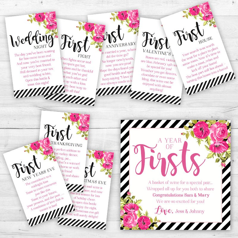 Year of Firsts Wine Gift Basket Tags by MintArrowDesigns